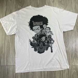 Boondocks Mens T-Shirt Large L Graphic Print Short Sleeve White Cotton